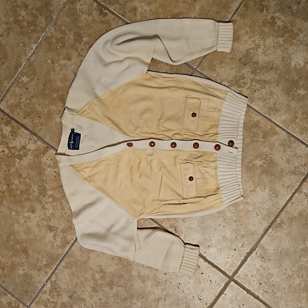 Vintage Ralph Lauren Suede Front Cotton Sweater